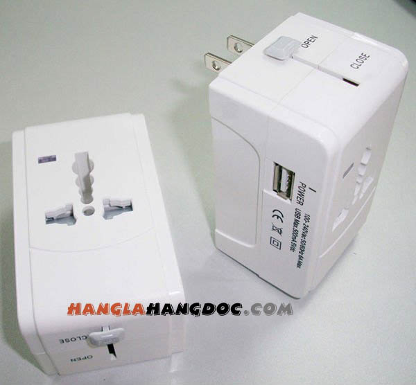 Chợ linh tinh: Ổ cắm du lịch đa năng version 3 (2 cổng usb sạc), Đuôi đèn cảm ứng Kawa O cam dien da nang travel adapter